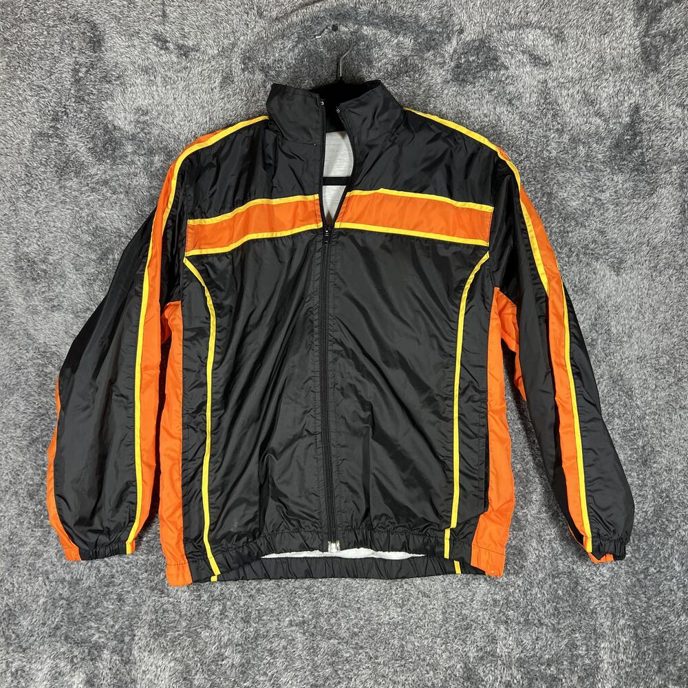 Indulgence Windbreaker Boys 12-14 Black Colorblock Nylon Zip Pockets Relaxed
